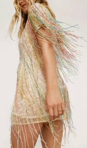 Nasty Gal Tassel Beaded Mini Dress thumbnail 2