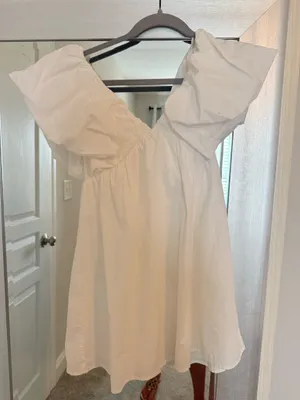 White puff sleeve dress thumbnail 1