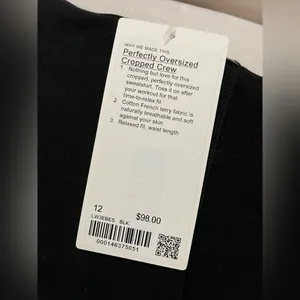 NWT Lululemon Perfectly Oversized Cropped Crew Top Black Size 12 thumbnail 9