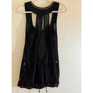 Torrid Embroidered Beaded Tank Top Black 1 Womens Boho Peasant Festival thumbnail 7
