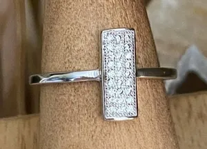 Micro Pave Cubic Zirconia Sterling Silver Ring Silver thumbnail 1