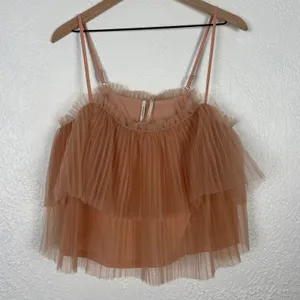 Anthropologie Pleated Tulle Tank in Peachy Pink Balletcore Whimsical Size Medium thumbnail 2
