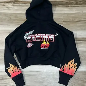 Racecar Black Cropped Zip Up Hoodie Sweatshirt Women’s Small thumbnail 4