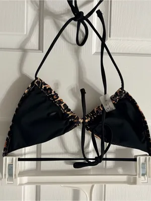 SHEIN Leopard Print Triangle Bandeau Top - Black & Tan thumbnail 4