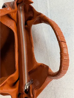 Brown Pebbled Faux Leather Satchel Handbag Shoulder Bag w/ Strap thumbnail 6