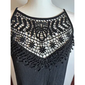 Maurices Womens XL Black Crochet Lace Bib Halter Dress Boho Rayon Gauze Lined thumbnail 2