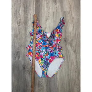 Tommy‎ Bahama Watercolor Floral Wrap One-Piece Swimsuit Ruffle One Size 10 thumbnail 6