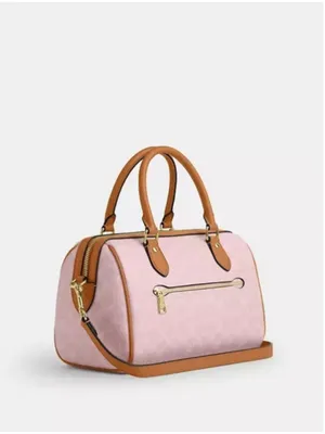 NEW Coach Medium Powder Pink Signature Rowan Satchel CEA18 NWT thumbnail 4