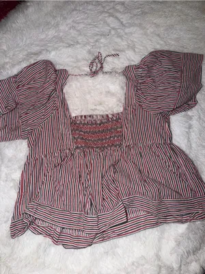 Old Navy Striped Red and Navy Blue Women’s Babydoll Top size 2X thumbnail 4