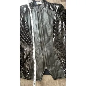 Vintage Firenze Santa Barbara Black Leather Jacket Sz Small MultiColor Moto thumbnail 5