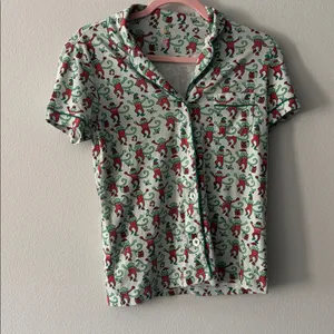 Roller Rabbit Monkey Mas Polo Christmas Pajama Top in Mint Green thumbnail 2