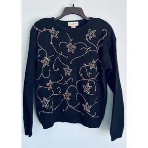 Cezanne Vintage Sweater Beaded Women's Large Black thumbnail 4