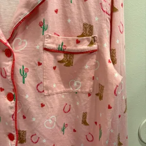 PJ Salvage Whimsy Boot Scootin Pink Pajama Set Western Cowboy Hearts Medium thumbnail 5