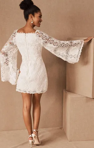 Alice McCALL Berwyn Diamond Veins Anthropologie BHLDN Porcelain White Lace Dress thumbnail 7