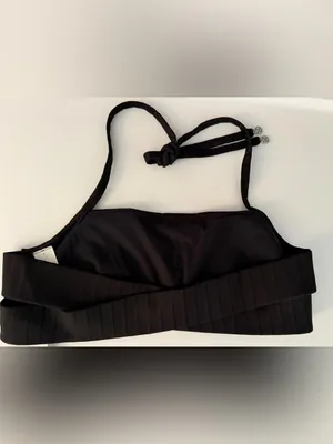 Lululemon Ribbed Halter Cross-Back Swim Top in black A/B Cup Size 4 NWT thumbnail 5