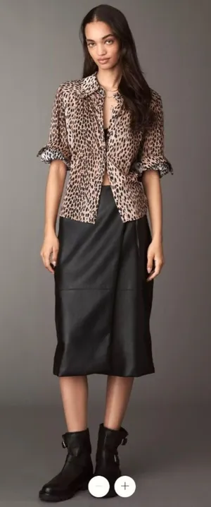 Anthropologie Maeve Faux Leather Wrap Midi Skirt thumbnail 1