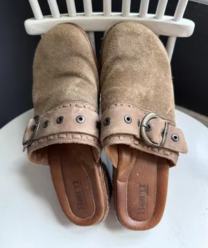 Børn Suede Buckle Mule Clogs Size 10/42 Brown thumbnail 1
