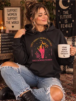 They Didn't Burn Witches They Burned women Hoodie Witchy Feminist Sweatshirt xl thumbnail 1