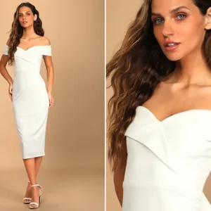 LULU's Bachelorette Engagement Bridal Shower Off the Shoulder Sexy Midi Dress thumbnail 3