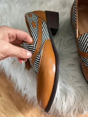 Tassel loafers in synthetic leather with herringbone pattern size 36 or 5.5 thumbnail 3