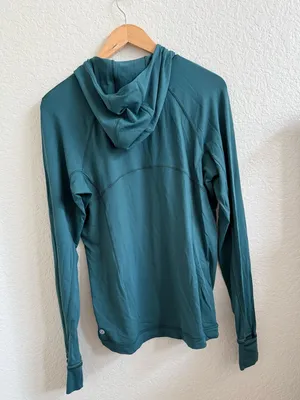 Lululemon it’s Rulu Teal Green Blue Long Sleeve Hooded‎ Top Shirt 12 thumbnail 6