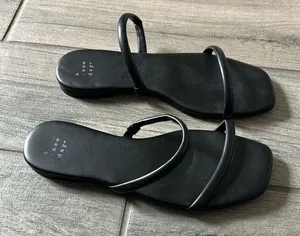A New Day Black Minimalist Sandals with Sleek Straps thumbnail 1