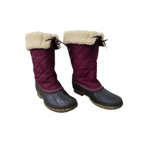 L.L. Bean Duck Boots Red Quilted Lace Up Sherpa Waterproof Winter Mid Calf 9 thumbnail 2