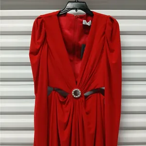 $398 Mac Duggal Ieena Formal Evening Gown Womens 10 Red Maxi Dress Wedding Party thumbnail 6