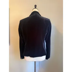 Kasper Black Velvet Open Blazer Draped Shawl Collar Jacket s office boho whimsi thumbnail 3