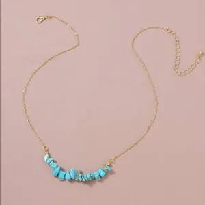 Delicate Turquoise Stone Gold chain necklace thumbnail 3