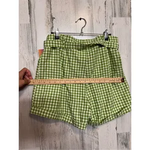 Green Gingham High Waist Tie Front Shorts Size XL thumbnail 8