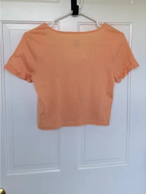 PacSun PS‎ Basics Peach Crop Top Scoop Neck Short Sleeve Tee Size M NWOT thumbnail 3