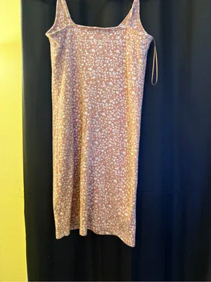 Old Navy Dusty Rose Floral Ribbed Tank Dress thumbnail 4