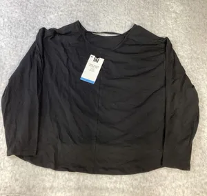 Members Mark Womens Long Sleeve Active Tee Black Keyhole Back Large SW3203 NWT.. thumbnail 1