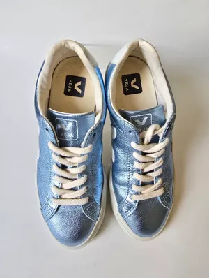 Veja Womens Esplar Low Sneakers Metallic Blue Lace Up size 6 thumbnail 4