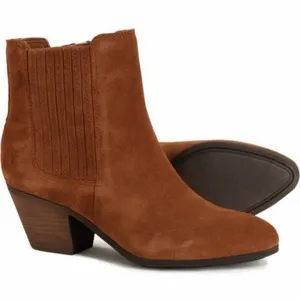 ✨Frye Sandra Chelsea Sz 9 Booties Leather Suede Cognac Cowgirl✨ thumbnail 2