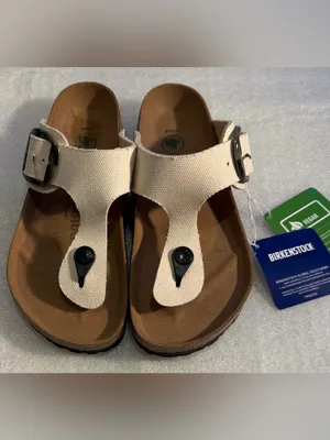 Birkenstock White Canvas Buckle Slide Sandal NWT thumbnail 2