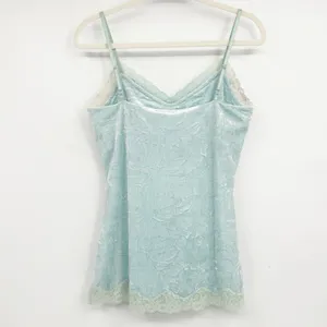 INC Womens‎ Blue Crushed Velvet Lace Trim Y2K Fairycore Spring Cami Top Size M thumbnail 6