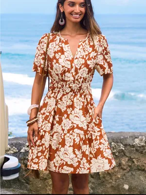 Cupshe • Mini Dress • Always & Forever • Floral Print • Orange • Small thumbnail 4