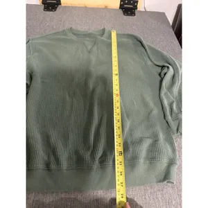 Aerie The Sweat Waffle Crew Neck Oversized Long Sweatshirt Royal Palm Sz L thumbnail 4