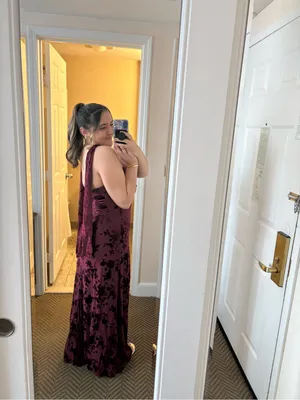 Strapless Velvet Floral Maxi Dress thumbnail 3