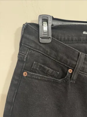 Old Navy High-Rise OG Straight Leg Black Rigid Jeans Secret-Smooth Pockets sz 4 thumbnail 5