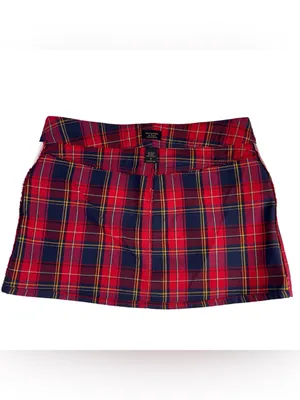 Vintage 90s Abercrombie & Fitch Plaid Wool Blend Belted Mini Skirt Size 8 thumbnail 11