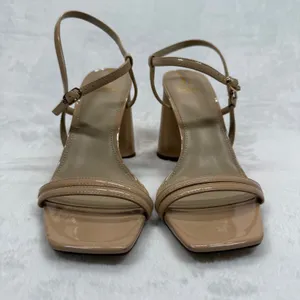 Sam Edelman Block Heel Sandals Square‎ Toe Ankle Strap Nude Beige Size 9M thumbnail 2