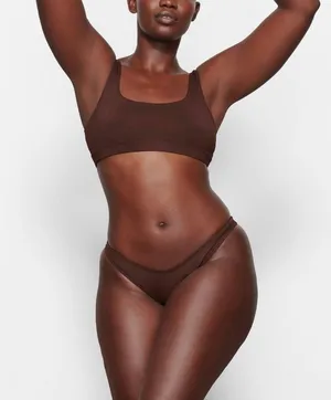 SKIMS NWT Swim Cheeky Tanga Bikini Bottoms cocoa Small NWT thumbnail 1