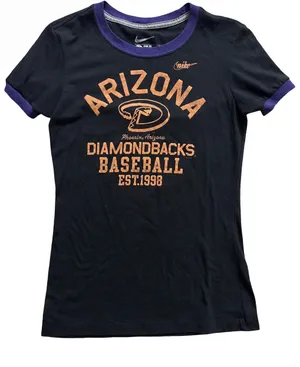 Nike Black Tee with Purple Trim and Orange Arizona Diamondbacks Graphic thumbnail 1