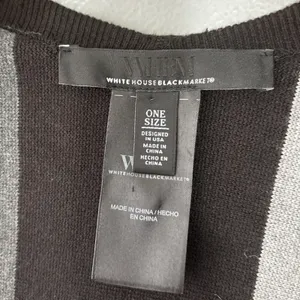 White House | Black Market Sweater Wrap One Size Black White Colorblock Artsy Chic Poncho Geometric thumbnail 6