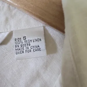 Richard Malcolm Shirt Womens S White 100% Irish Linen 3/4 Sleeve‎ Lattice Stitch thumbnail 4
