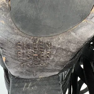 Eileen Fisher 6 Oodle Black Criss Cross Sandal Wedge Nubuck Leather Stacked Heel thumbnail 14