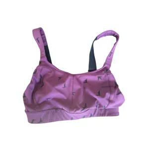 Oiselle purple sports "QUEEN bra" soaring bird silhouette print. Size 4 thumbnail 5